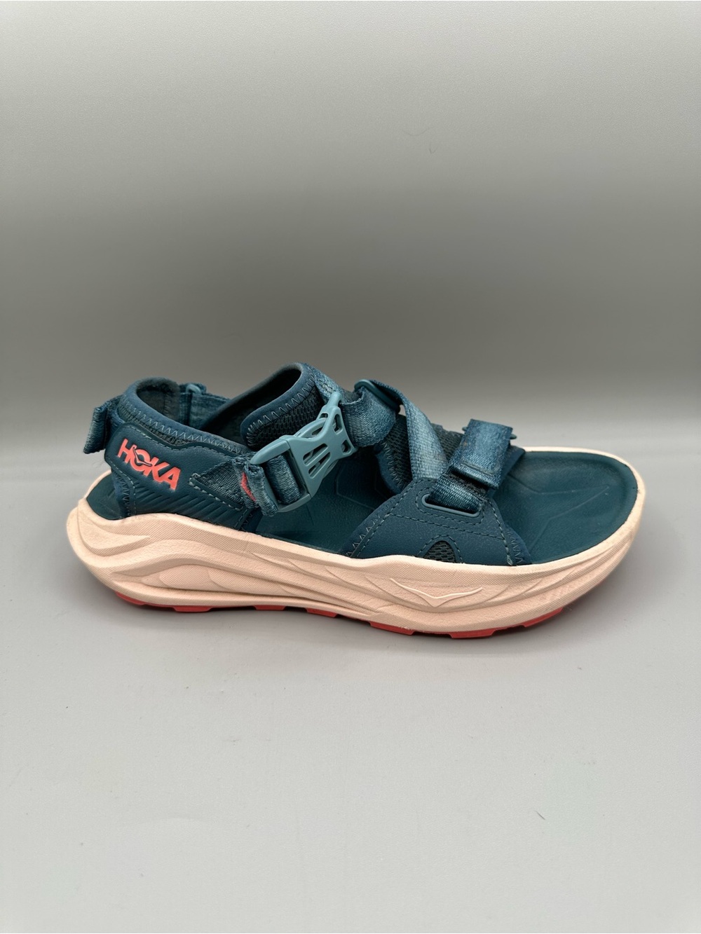 Hoka Infini Hike TC Sandals Womens 7.5 B Blue Twilight Grapefruit Vibram